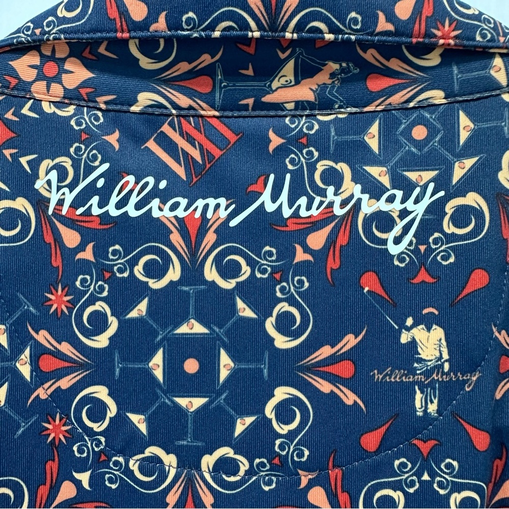 William Murray Polo Golf Shirt Mens Large Raise The Roof New York AOP Signed EUC - Picture 6 of 11
